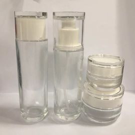 Botol Kosmetik Kaca Daur Ulang Bulat dan Botol Lotion Kemasan Perawatan Kulit OEM Painting dan Silkscreen Untuk Makeup