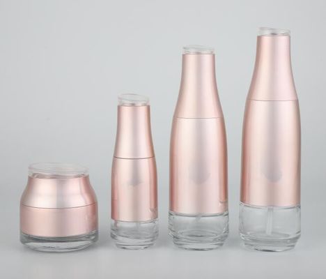 Botol Lotion Krim Kaca Merah Muda Kemasan Kosmetik Logo Dan Warna Disesuaikan