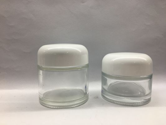 Glass Cream Skincare 50g 70g Kemasan Jar Kosmetik OEM Round Top Cap Produk kaca OEM kelas atas