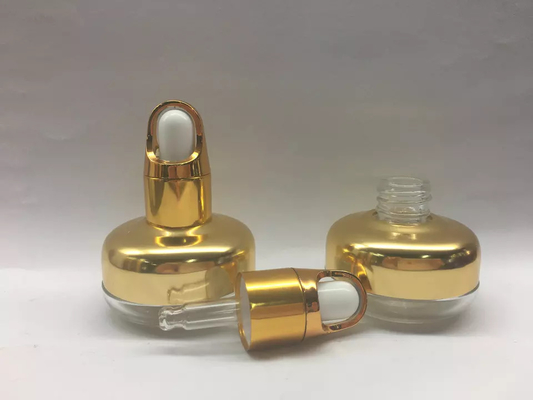 Botol penetes kaca desain unik dengan penetes keranjang emas atau perak bahu aluminium 20ml 40ml