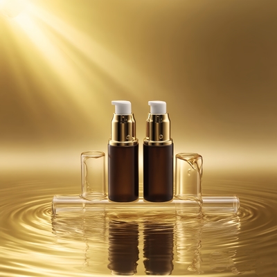Botol Lotion Kaca 15ml Botol Serum Merah Gelap dengan Emas/Perak Pump Eye Lotion Botol Pump Botol Kosmetik Botol OEM