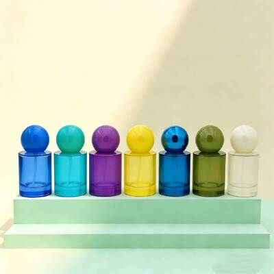 Custom 30ml & 50ml Luxury Glass Perfume Bottles Mist atau Serum Pump Glass Bottle Round Ball Cap untuk Serum Product