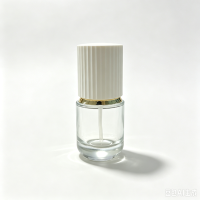 Botol Pompa Kaca Bening Kosong 30ml dan 50ml Wadah Serum Losion Kosmetik Tutup Putih Bergaris Pompa Tekan Emas Kemasan Perawatan Kulit