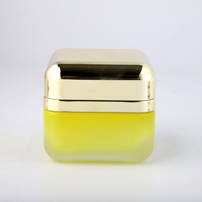 Kuning Matte 50g Frosted Glass Jar Perawatan Pribadi Wadah Kosong
