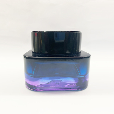 Square 50g Glass Cream Jars Lukisan Electroplate Logo Dengan Tutup Plastik