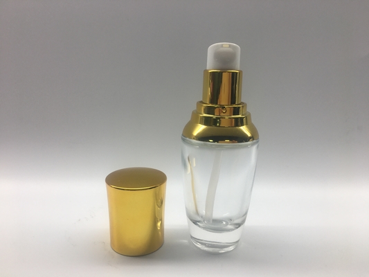 Kemasan Kosmetik 30ml Botol Pompa Kaca Bentuk oval Untuk Lotion / Serum