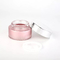 Botol kosmetik kaca lukisan warna pink 50g dengan tutup sekrup perak untuk krim perawatan kulit