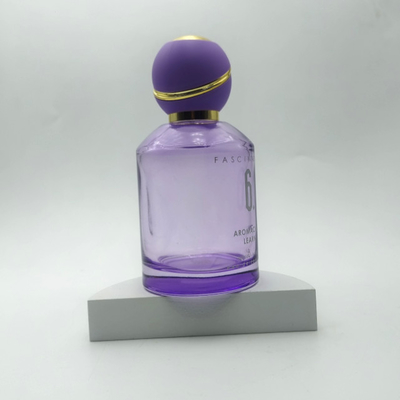 Botol parfum berbentuk bulat ungu 100 ml dengan tutup bola bulat