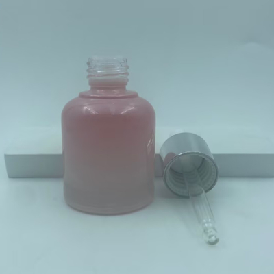 2025 Botol Kaca Pink Daur Ulang untuk Botol Dropper Minyak dengan Kerah Perak Luxury Grosir 30ml