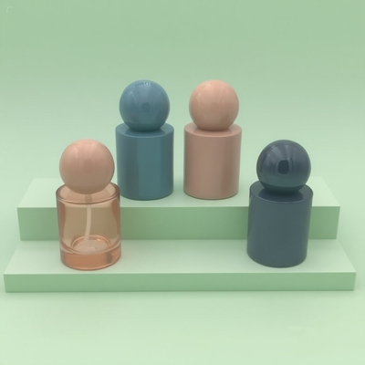 Custom 30ml & 50ml Luxury Glass Perfume Bottles Mist atau Serum Pump Glass Bottle Round Ball Cap untuk Serum Product