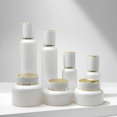 Harga Pabrik 50ml 100ml 120ml Kemasan Lotion Kaca Kosong Lotion Putih Pompa Botol Kaca Perawatan Kulit Body Set