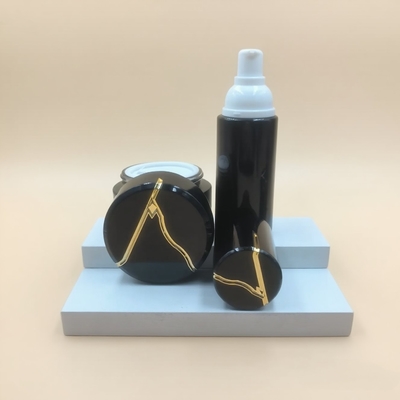 Factory-Direct 30ml 50ml 100ml 120ml Kosmetik Kaca Hitam Mewah Bottle Lotion Pump Bottle dan Jar Set-OEM