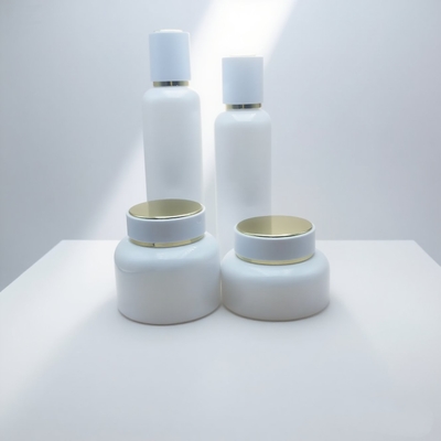 Harga Pabrik 50ml 100ml 120ml Kemasan Lotion Kaca Kosong Lotion Putih Pompa Botol Kaca Perawatan Kulit Body Set