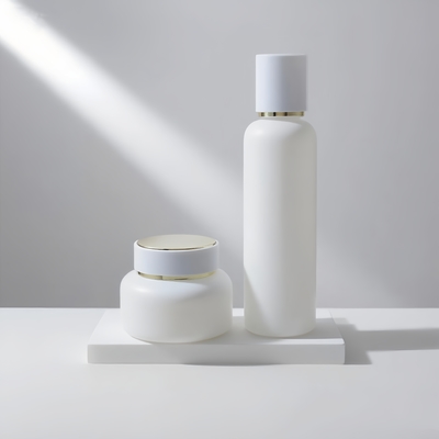 Harga Pabrik 50ml 100ml 120ml Kemasan Lotion Kaca Kosong Lotion Putih Pompa Botol Kaca Perawatan Kulit Body Set