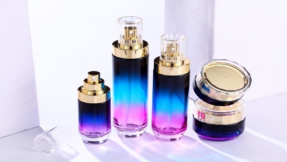 40ml Botol Pompa Kaca Kemasan Kosmetik Gradien Warna Ungu