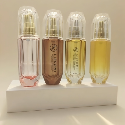 Pump Press 120ml Botol Lotion Kaca Kosmetik Penampilan Berlian Hexahedral