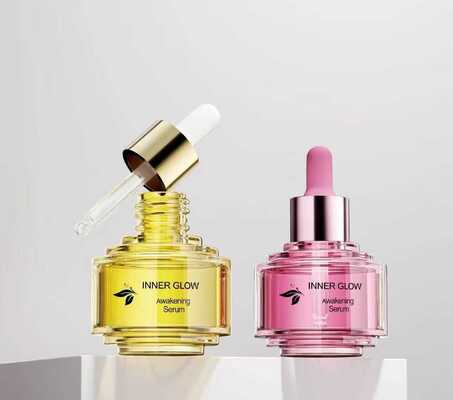 Botol Penetes Kaca Dua Warna 30Ml Mewah Desain Step-Up Bergaya Baru untuk Botol Minyak Esensi Perawatan Kulit