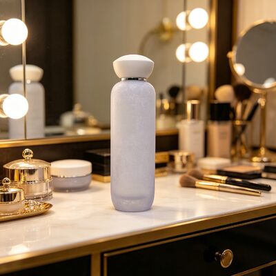 Premium Frosted Glass Bottles & Jars with Pump/Spray & White Caps, Crackle Pattern for Cosmetics, Face Cream, Lotion, Serum, Toner, Skincare, 120ml/100ml/40ml/50g/30g