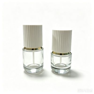 Botol Pompa Kaca Bening Kosong 30ml dan 50ml Wadah Serum Losion Kosmetik Tutup Putih Bergaris Pompa Tekan Emas Kemasan Perawatan Kulit
