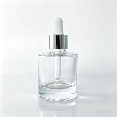 Botol Dropper Kaca Transparan Merah, Botol Kemasan Minyak Serum Kosmetik dengan Dropper Karet Putih