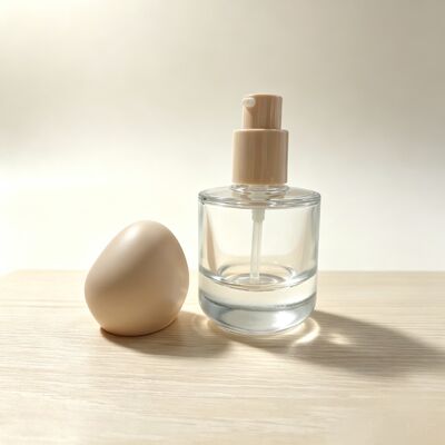 Botol Kaca Foundation Mewah 30ml Dasar Bulat Tebal Bahu Datar Tutup Bentuk Khusus Wadah Kaca Foundation Cair