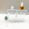 Perawatan Pribadi 50ml Botol Penetes Kaca Kotak Datar Dengan Permen Karet Warna-warni